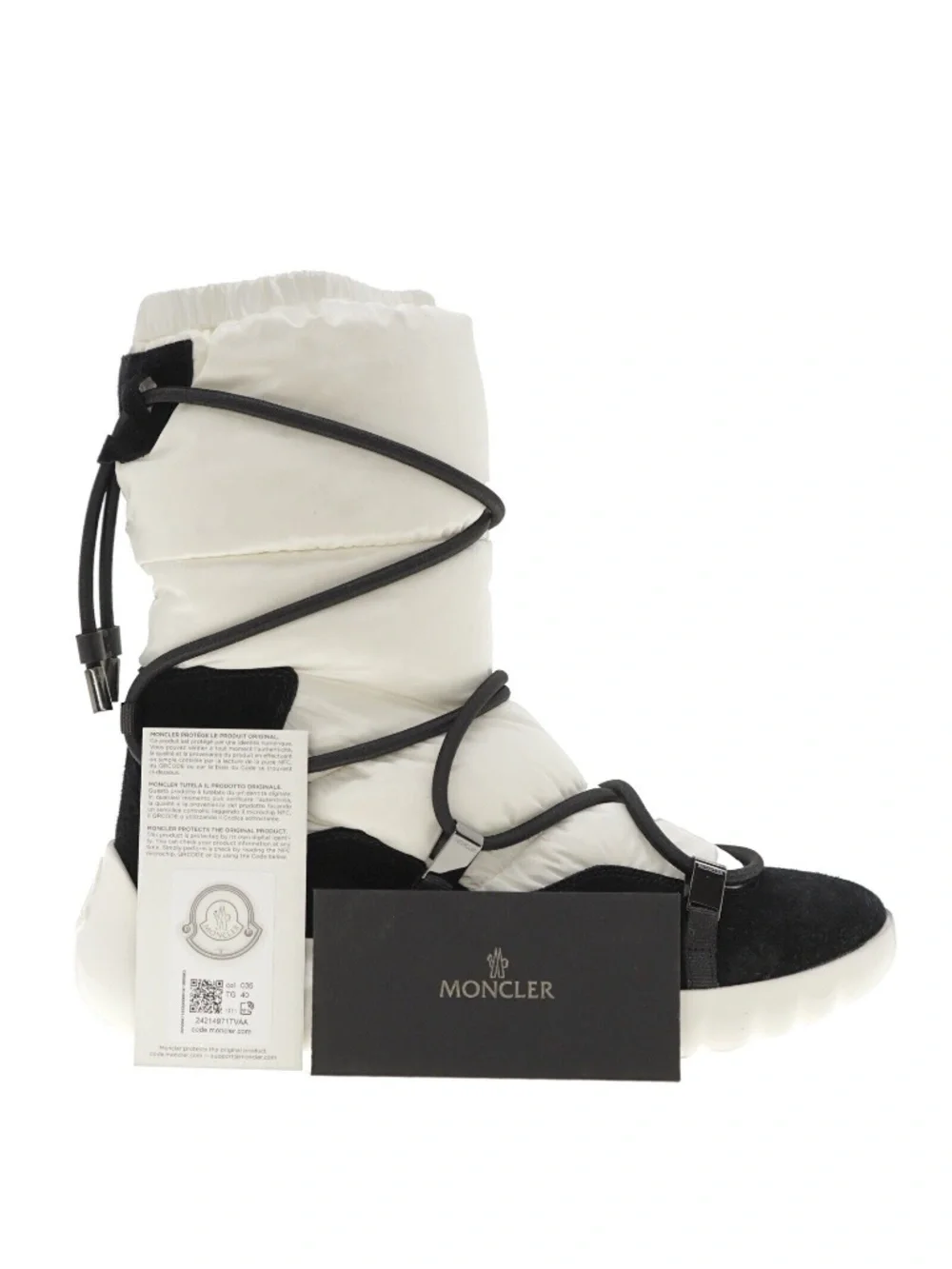 Moncler Cora Woman's Snow Boots White Nylon Size 37.5 US New